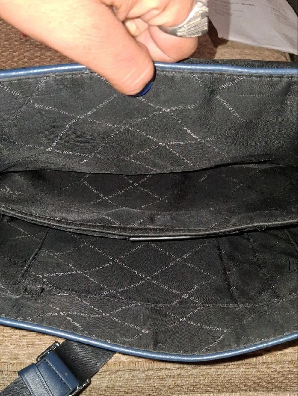 Michael Kors Navy Pebbled Leather Messenger Bag for Men